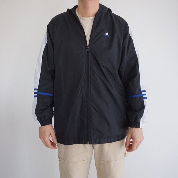 Vintage Y2K Adidas FIFA Soccer Black Weight Nylon Zip Up Soccer Track Jacket XL - Picture 1 of 9